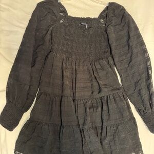 Urban Outfitters River Smocked Long Sleeve Mini Dress